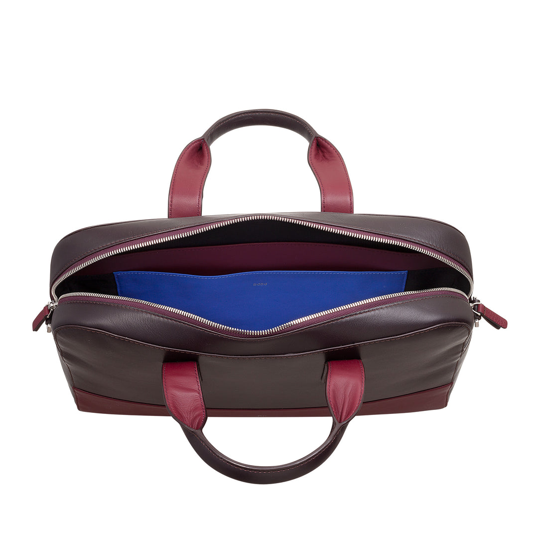 Servietă pentru documente din piele DUDU, geantă pentru computer, MacBook până la 16", pentru bărbați și femei, cu două mânere, curea de umăr detașabilă, fermoar