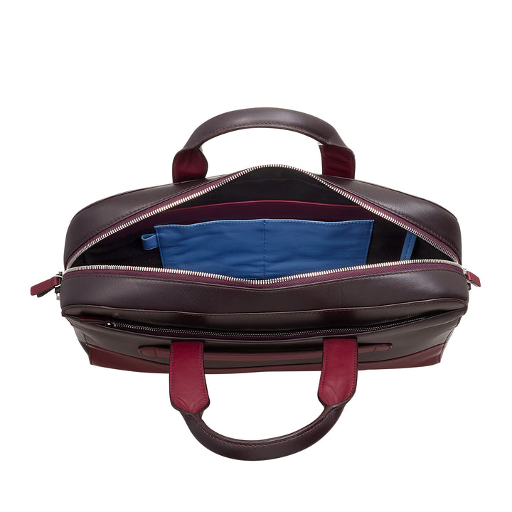 Servietă pentru documente din piele DUDU, geantă pentru computer, MacBook până la 16", pentru bărbați și femei, cu două mânere, curea de umăr detașabilă, fermoar