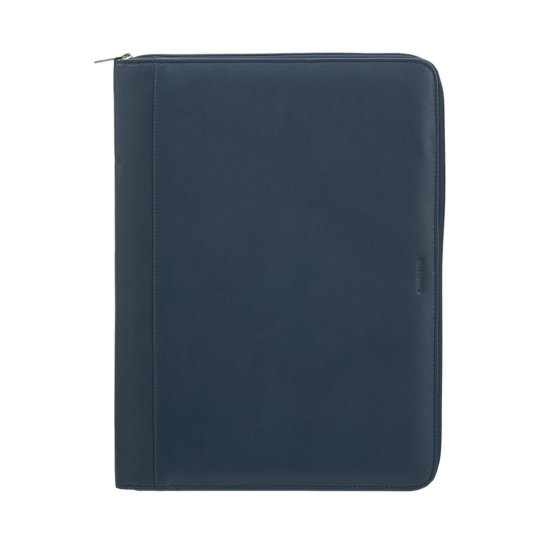 Nuvola Pelle A4 Leather Document Folder, Work Organizer Notepad Holder, Pen Holder, Tablet Holder with Round Zipper
