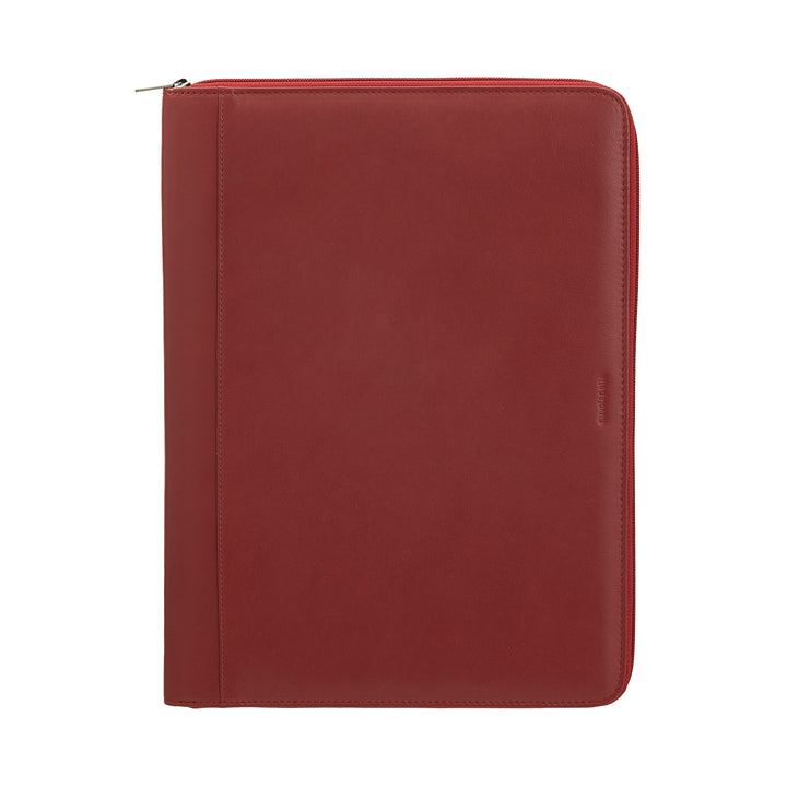 Nuvola Pelle A4 dokumentmappe i læder, Work Organizer Notesblokholder, Penholder, Tabletholder med rund lynlås