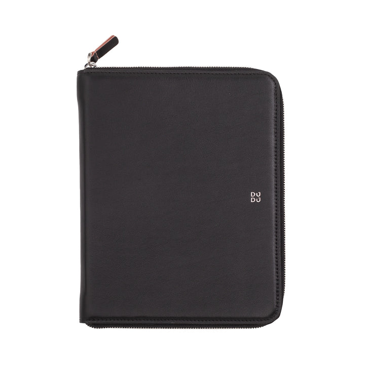 DUDU A5-dokumentmapp i äkta läder för män och kvinnor, iPad Mini Tabletthållare, Urklipp, Organizer för A5-anteckningsböcker