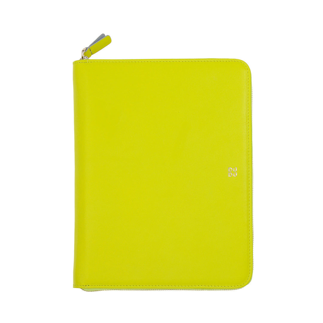DUDU Carpeta de Documentos A5 de Piel Auténtica para Hombre y Mujer, Soporte para iPad Mini Tablet, Portapapeles, Organizador para Cuadernos A5