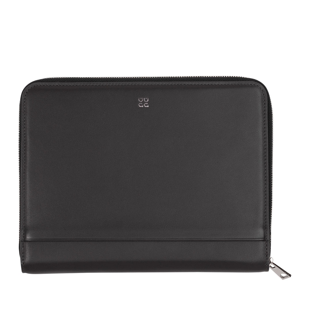 Pasta de documentos A5 de couro genuíno DUDU para homens e mulheres, suporte para mini tablet iPad, prancheta, organizador para notebooks A5