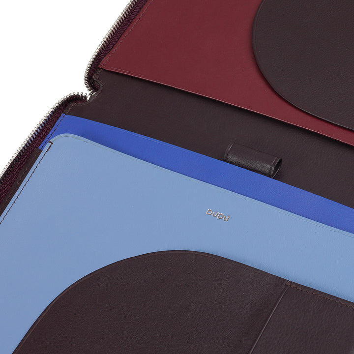 DUDU A5-dokumentmappe i ægte læder til mænd og kvinder, iPad Mini-tabletholder, udklipsholder, Organizer til A5-notebooks