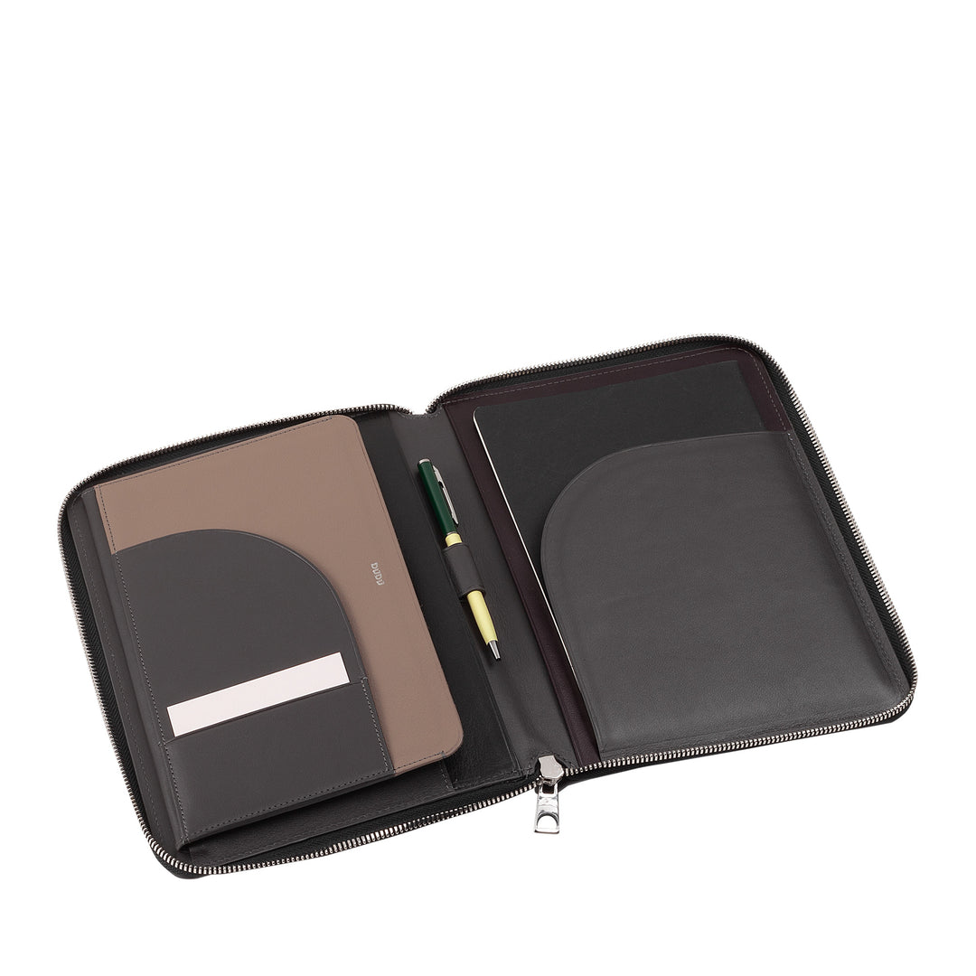 Pasta de documentos A5 de couro genuíno DUDU para homens e mulheres, suporte para mini tablet iPad, prancheta, organizador para notebooks A5
