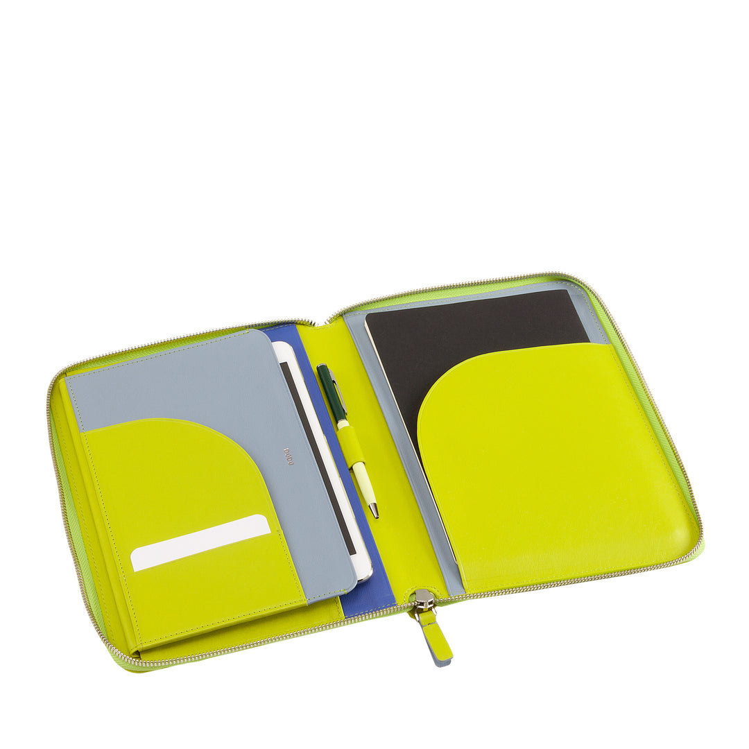 DUDU Carpeta de Documentos A5 de Piel Auténtica para Hombre y Mujer, Soporte para iPad Mini Tablet, Portapapeles, Organizador para Cuadernos A5