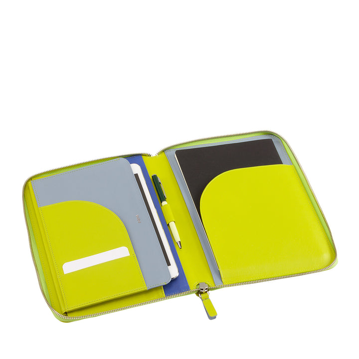 DUDU Carpeta de Documentos A5 de Piel Auténtica para Hombre y Mujer, Soporte para iPad Mini Tablet, Portapapeles, Organizador para Cuadernos A5