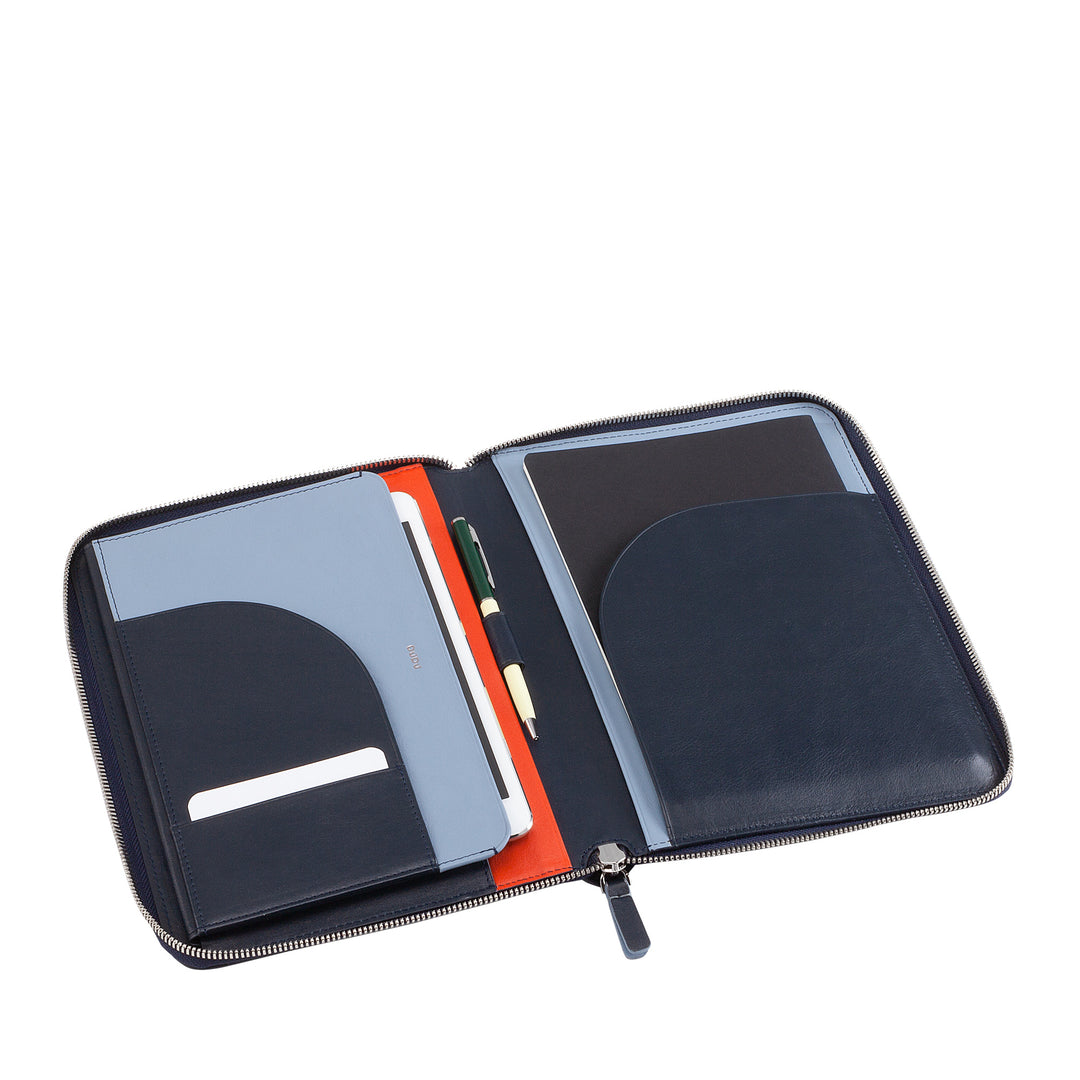 DUDU A5-dokumentmappe i ægte læder til mænd og kvinder, iPad Mini-tabletholder, udklipsholder, Organizer til A5-notebooks