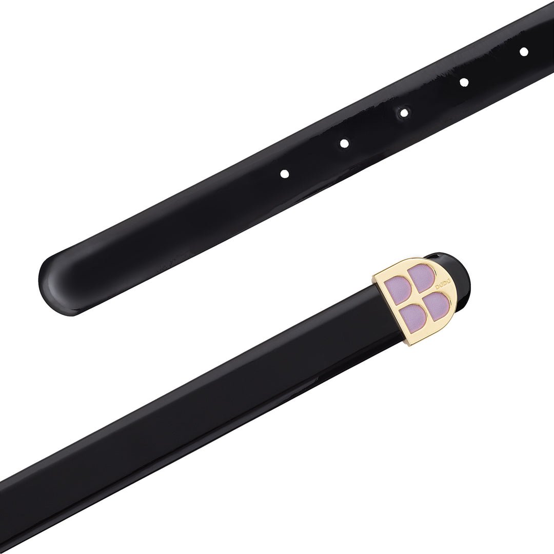 DUDU Women's Patent Belt, Genuine Leather Made in Italy, H 23mm, Reversible, Thin, Elegant High Quality Belt