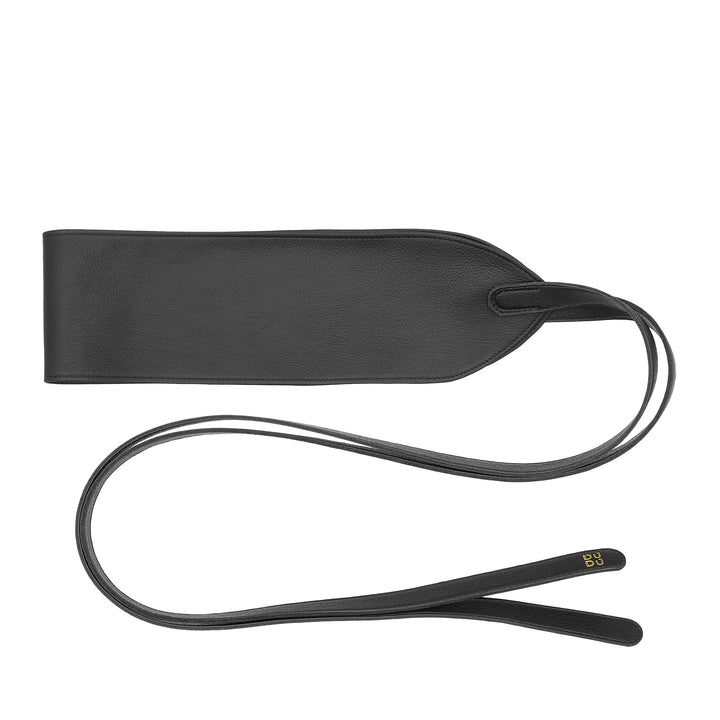 DUDU Dames Obi-riem van echt leer, gemaakt in Italië, brede geknoopte riem voor dames voor kleding, hoog getailleerde leren sjerp