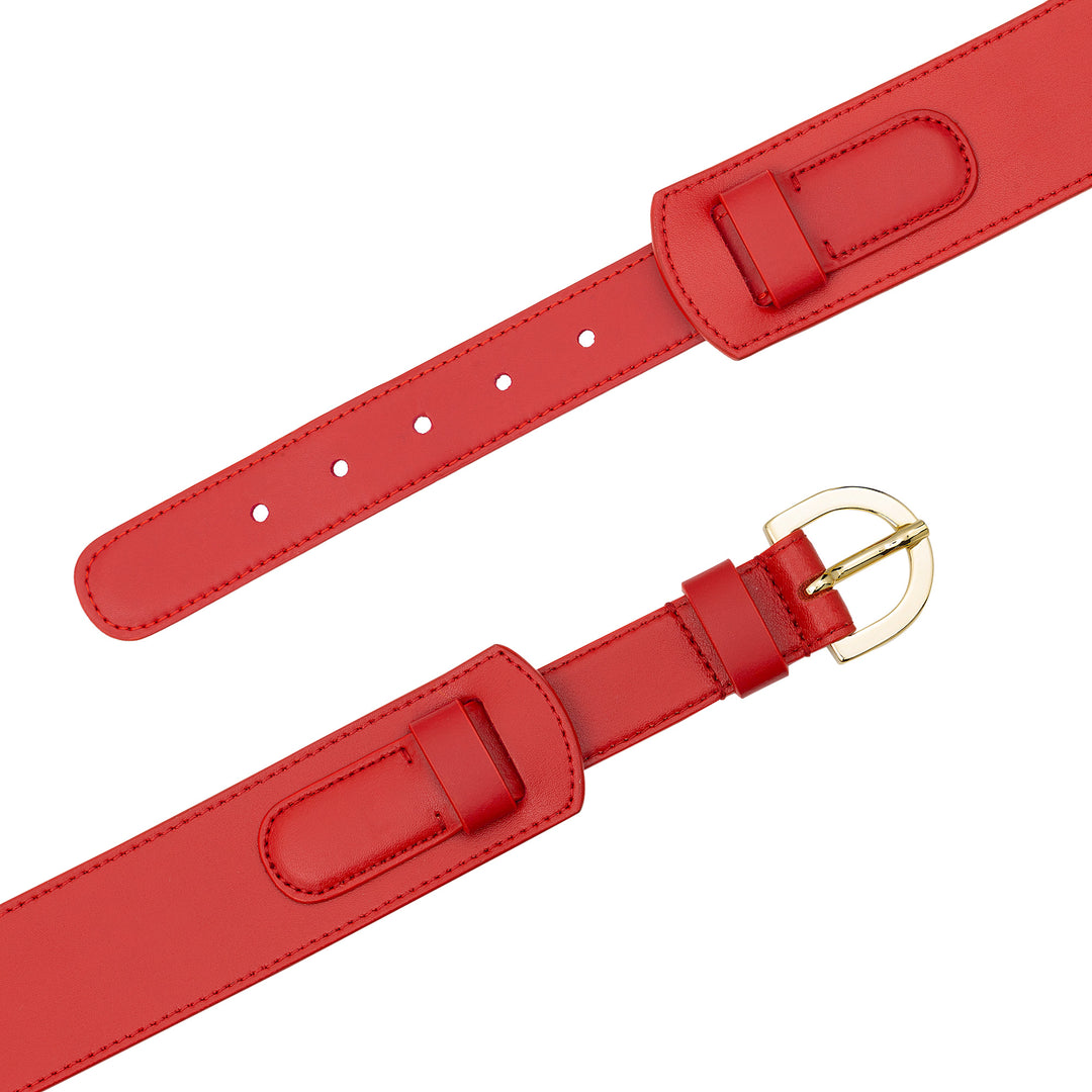 DUDU Women's Leather Belt Made in Italy, H 40mm, with Metal Buckle, Width 4cm, Elegant Belt for Dress, Trousers