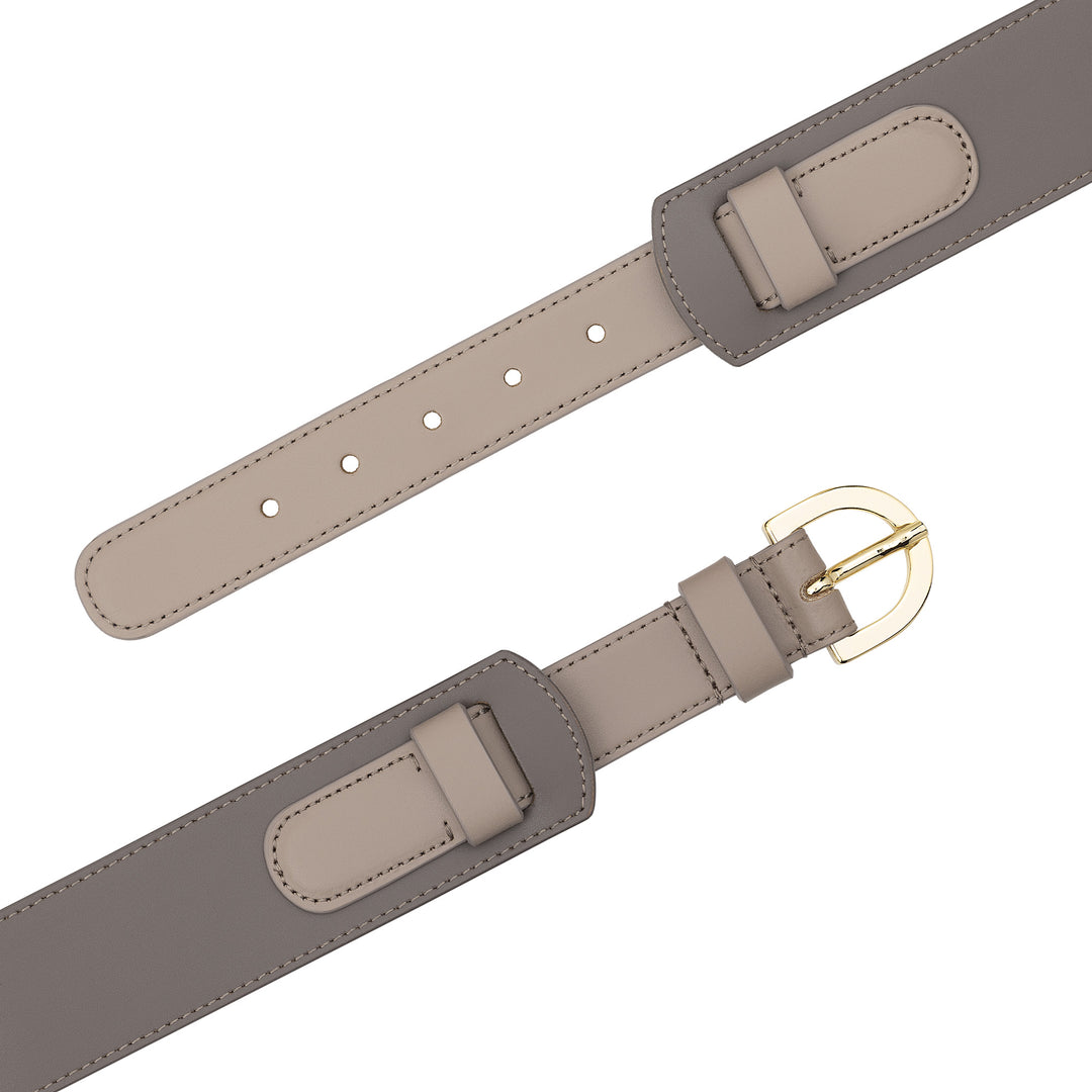 DUDU Cinturón de Mujer de Piel Made in Italy, Alto 40 mm, con Hebilla de Metal, Ancho 4 cm, Elegante cinturón para Vestido, pantalón