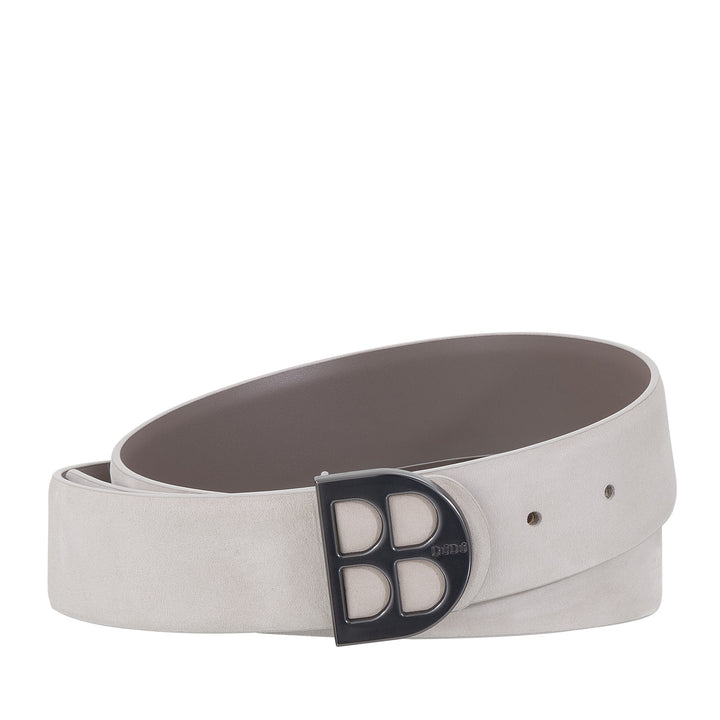 Cinto reversível masculino DUDU em couro liso e nobuck bicolor, fabricado na Itália, dupla face, com fivela personalizada