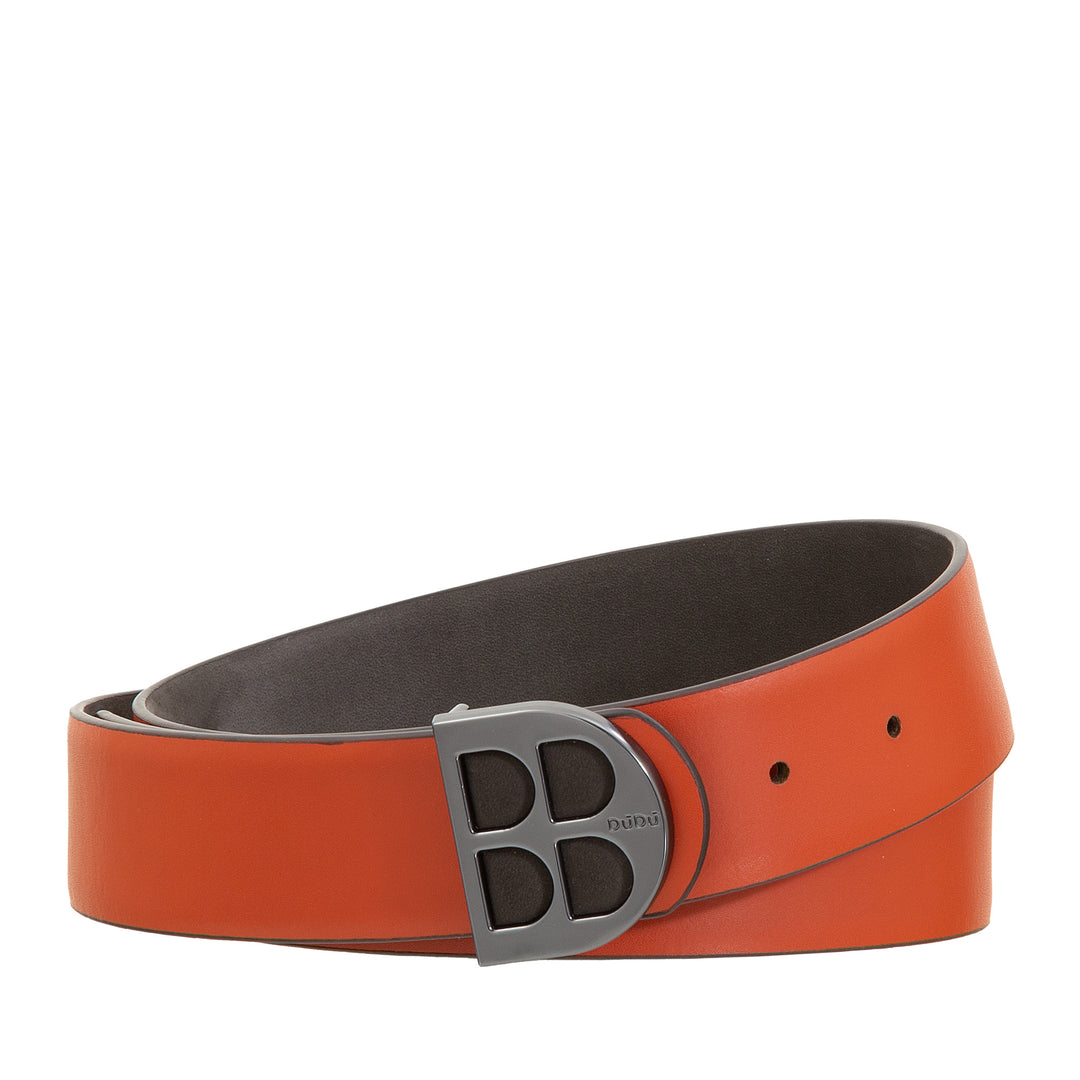 DUDU Men's Reversible Belt in Smooth Leather and Two-Tone Nubuck, Made in Italy, Double Face, with Personalized Buckle