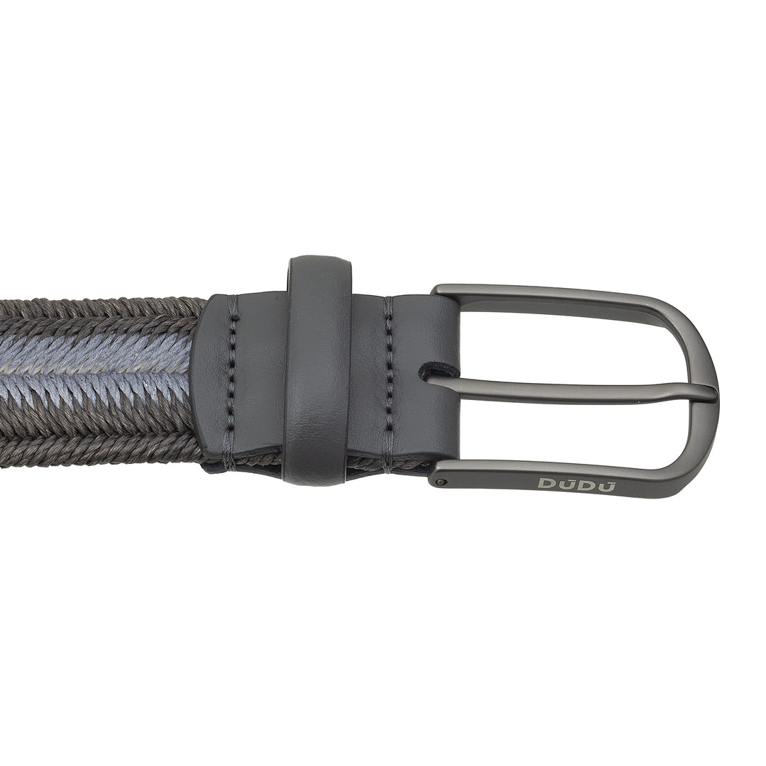 DUDU Herr Made in Italy Flätat elastiskt linnebälte, H 35 mm, med äkta läderdetaljer