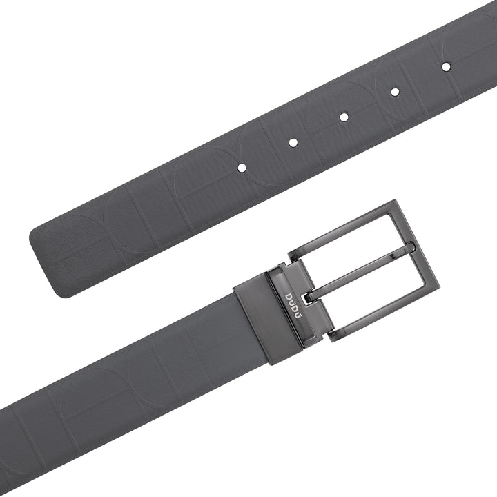 DUDU Men's Reversible Leather Belt, Made in Italy, Adjustable and with Revolving Buckle, Leather with one Printed Side and one Smooth Side