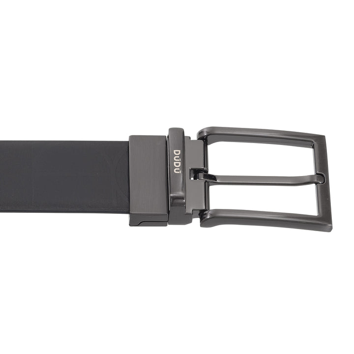 DUDU Men's Reversible Leather Belt, Made in Italy, Adjustable and with Revolving Buckle, Leather with one Printed Side and one Smooth Side