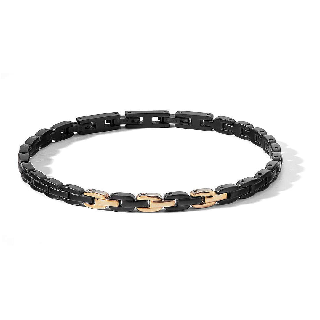 Bracelet Comete Acier texturé finition PVD or rose noir UBR 1125 - Capodagli 1937