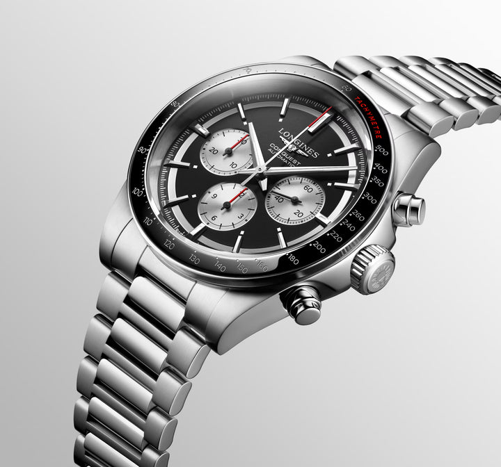 Reloj Longines Conquest Chronograph 42mm automático de acero negro L3.835.4.52.6