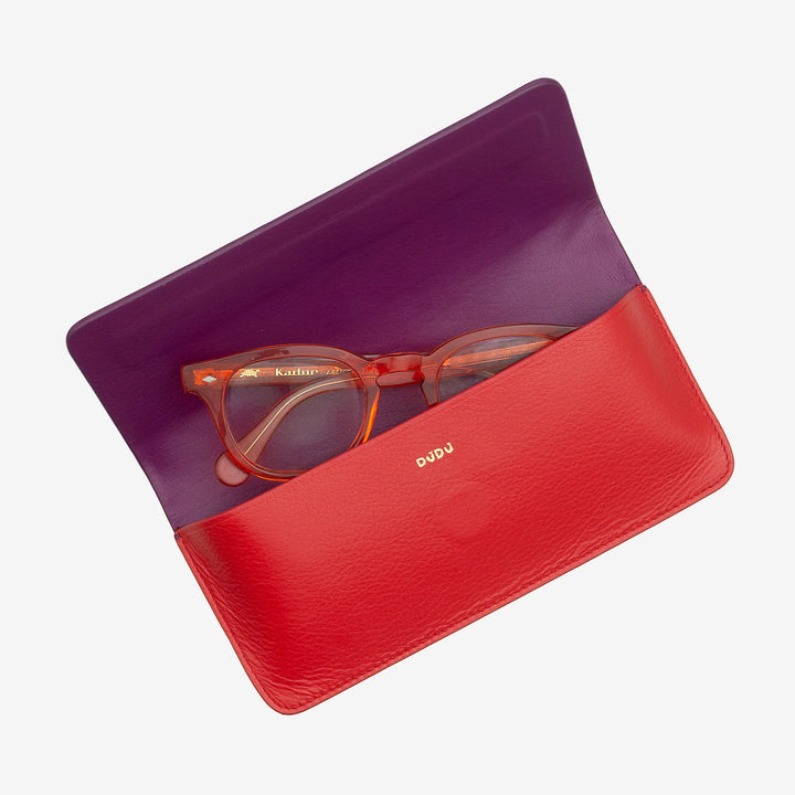 DUDU silmälasit ja aurinkolasikotelot pehmeää aitoa nahkaa, magneettinen suljin, värikäs lasikotelo