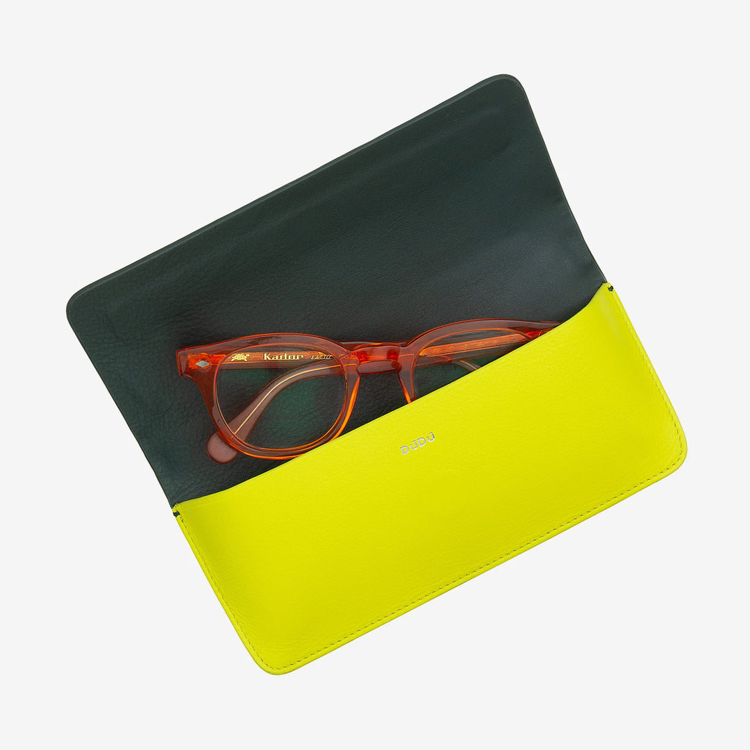 DUDU brillen- en zonnebriletui van zacht echt leer met magnetische sluiting, kleurrijke brillenkoker