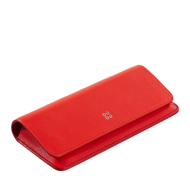 DUDU Eyeglasses and Sunglasses Case in Soft Genuine Leather with Magnetic Closure, Colorful Glasses Case