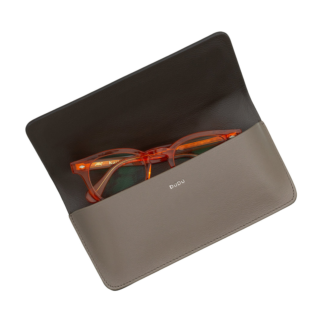 DUDU Eyeglasses and Sunglasses Case in Soft Genuine Leather with Magnetic Closure, Colorful Glasses Case