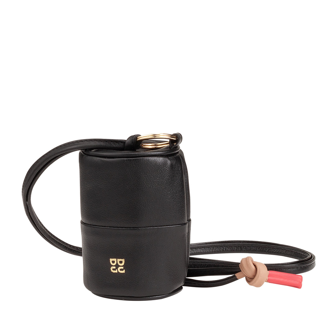 DUDU Apple AirPods Étui pour écouteurs en cuir véritable avec tour de cou, mini cylindre à fermeture éclair pour AirPods élégant, sûr et coloré