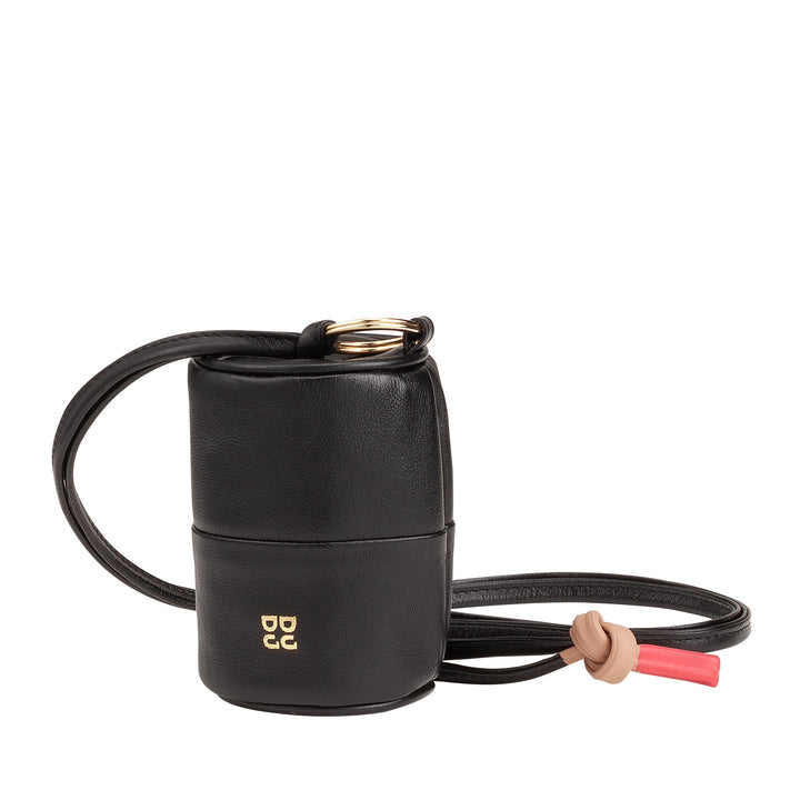 DUDU Apple AirPods Étui pour écouteurs en cuir véritable avec tour de cou, mini cylindre à fermeture éclair pour AirPods élégant, sûr et coloré