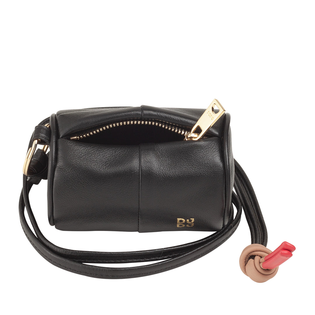 DUDU Apple AirPods Étui pour écouteurs en cuir véritable avec tour de cou, mini cylindre à fermeture éclair pour AirPods élégant, sûr et coloré