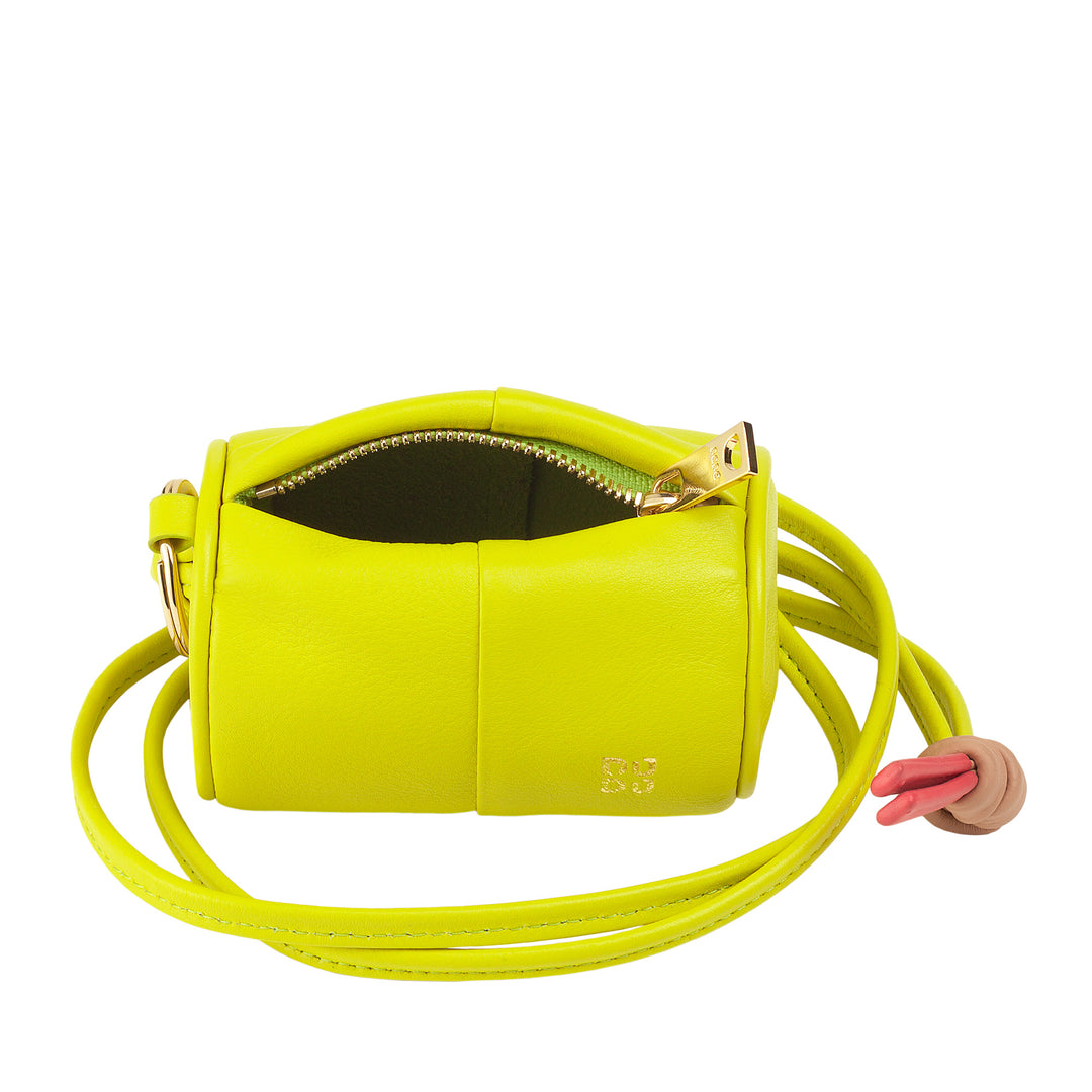 DUDU Apple AirPods Earphone Case in Genuine Leather with Neck Strap, Mini Zipper Cylinder for AirPods Elegant Safe Colorful