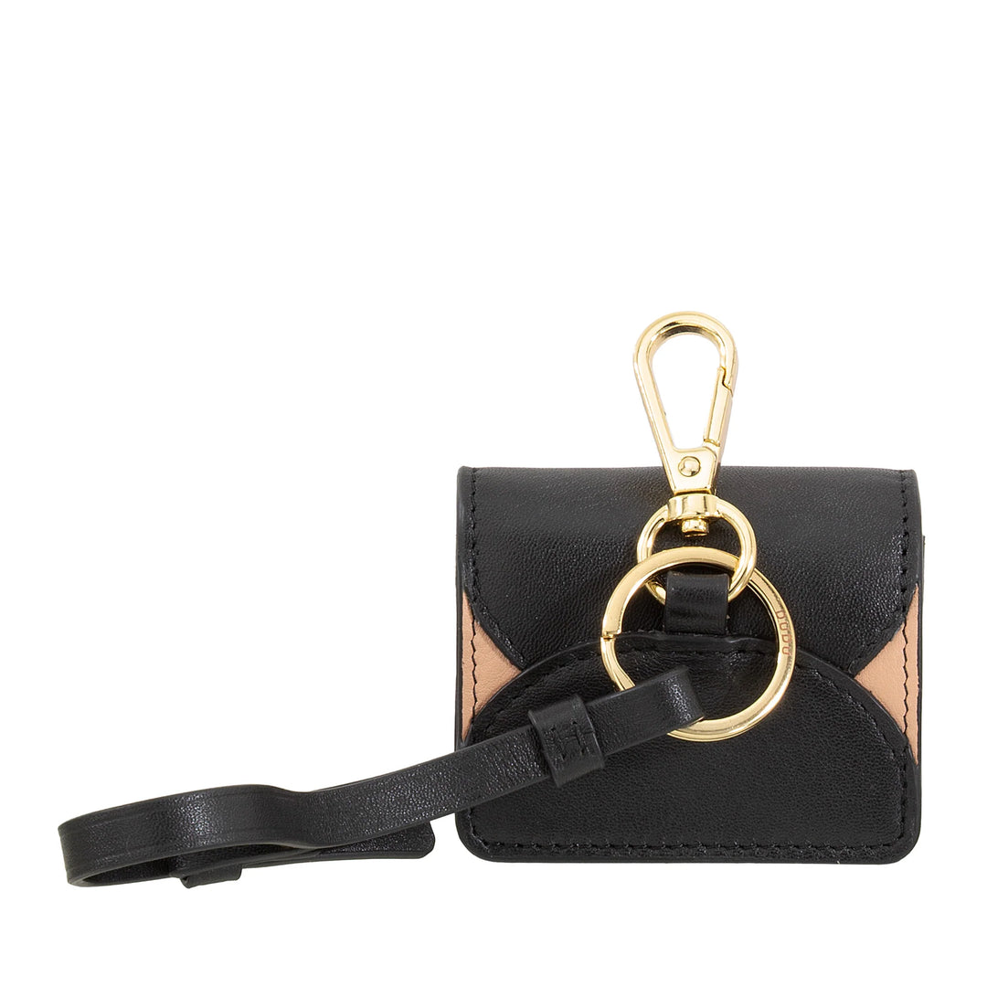 Capa para fone de ouvido DUDU Air Pod em couro genuíno com chaveiro - Mini capa com mosquetão, elegante e compacta