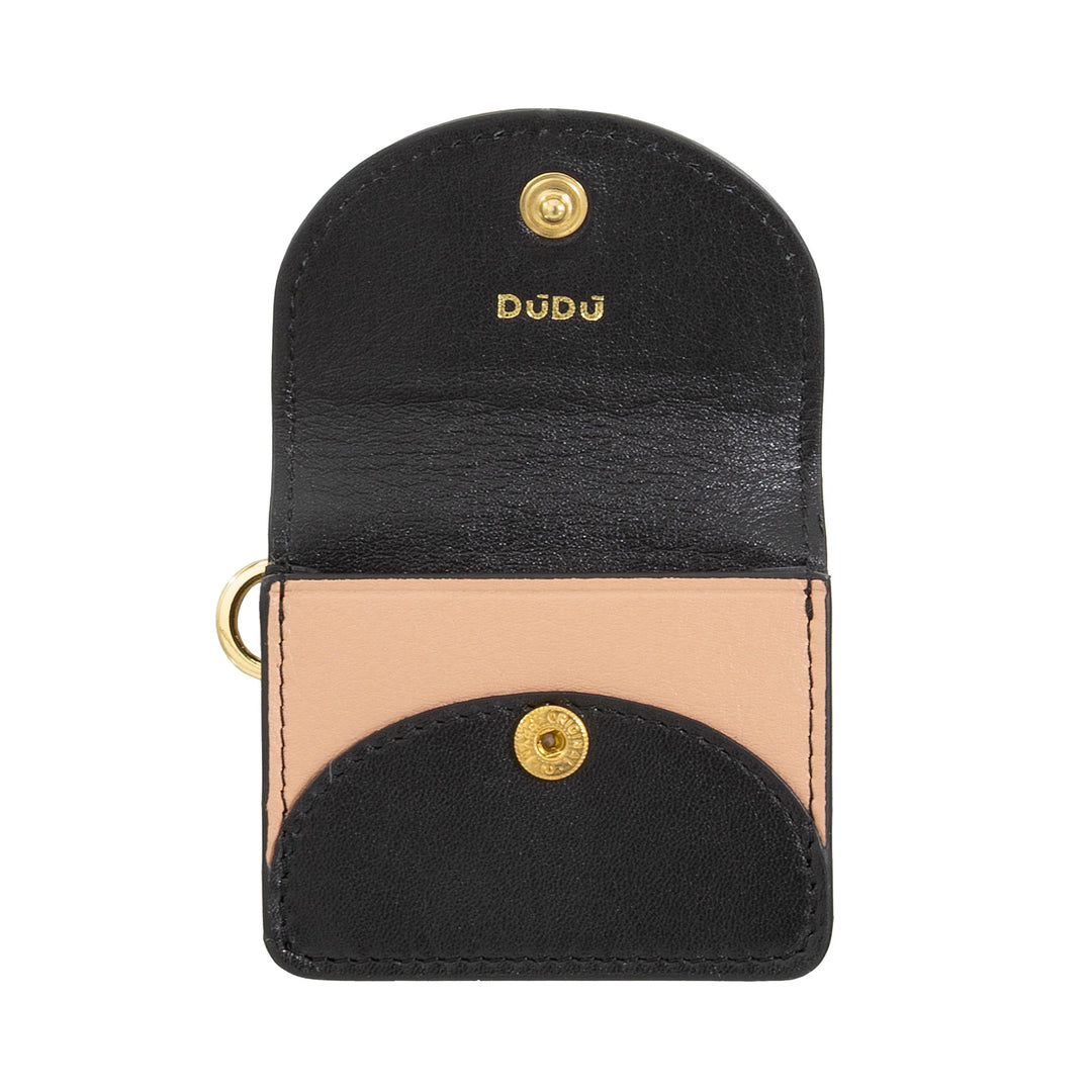 Capa para fone de ouvido DUDU Air Pod em couro genuíno com chaveiro - Mini capa com mosquetão, elegante e compacta