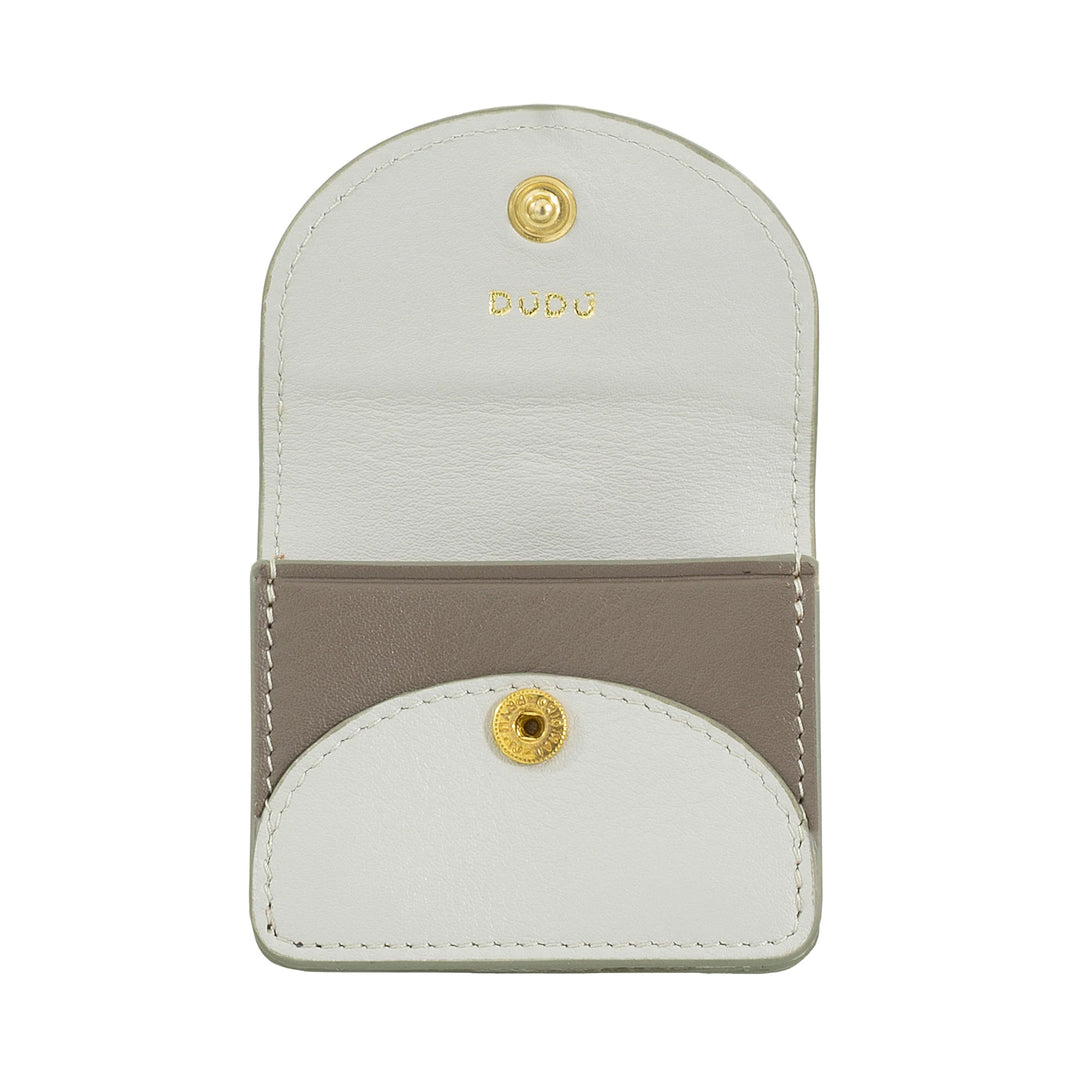 DUDU Custodia Porta Auricolari Air Pod in Vera Pelle con Portachiavi - Mini Cover con Moschettone, Elegante e Compatta