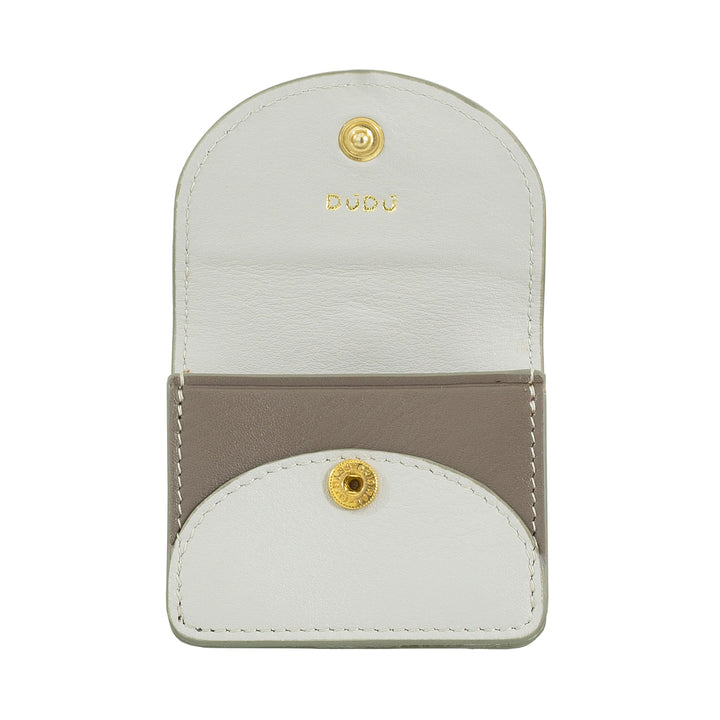 DUDU Custodia Porta Auricolari Air Pod in Vera Pelle con Portachiavi - Mini Cover con Moschettone, Elegante e Compatta