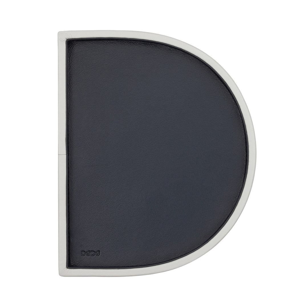 Bandeja de bolso de design duplo DUDU em couro, formato de D rígido, bandeja de mesa de entrada, bandeja moderna de dois tons