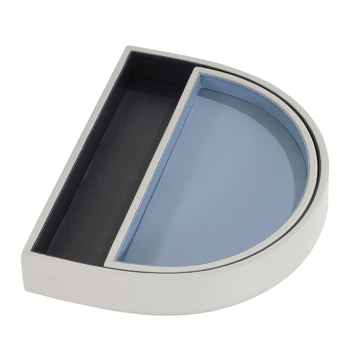 DUDU Doppeltes, starres D-förmiges Taschentablett im Lederdesign, Organizer für den Eingangsbereich, Büro-Schreibtischtablett, elegantes, modernes Tablett