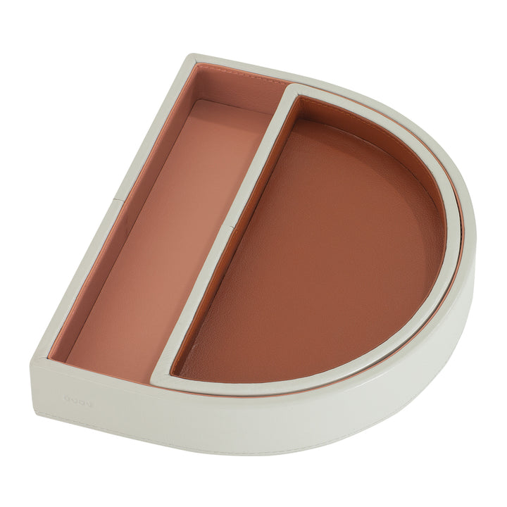 DUDU Doppeltes, starres D-förmiges Taschentablett im Lederdesign, Organizer für den Eingangsbereich, Büro-Schreibtischtablett, elegantes, modernes Tablett