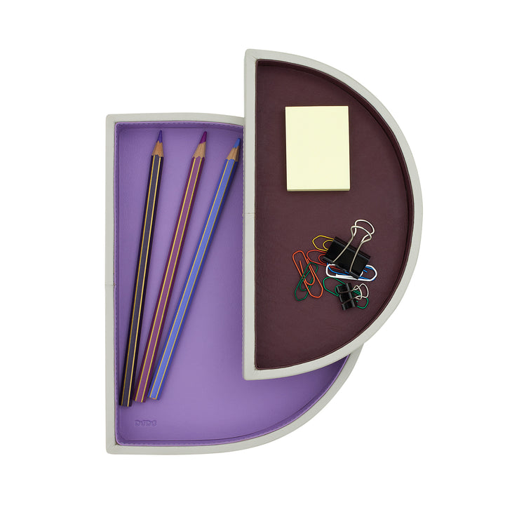 DUDU dubbel styv D-formad fickbricka av läderdesign, arrangör för hementré, skrivbordsbricka, elegant modern bricka