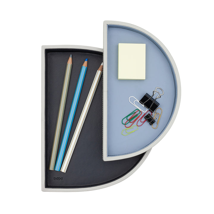 DUDU Doppeltes, starres D-förmiges Taschentablett im Lederdesign, Organizer für den Eingangsbereich, Büro-Schreibtischtablett, elegantes, modernes Tablett