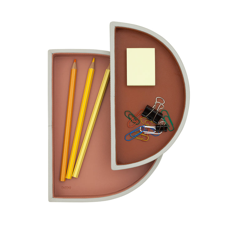 DUDU Doppeltes, starres D-förmiges Taschentablett im Lederdesign, Organizer für den Eingangsbereich, Büro-Schreibtischtablett, elegantes, modernes Tablett