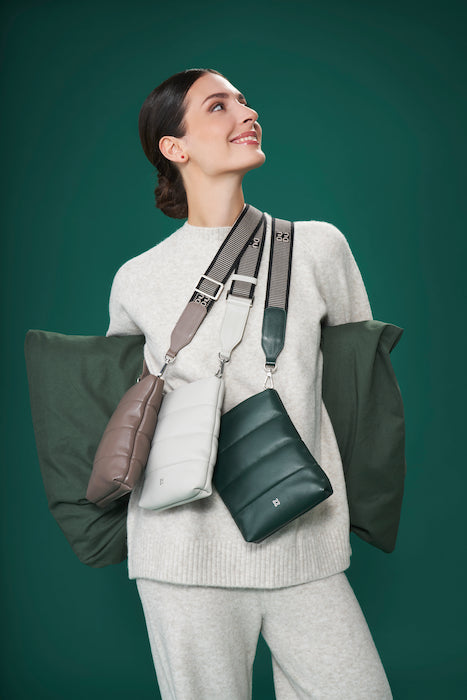 Bolsa de ombro feminina pequena DUDU em couro acolchoado, bolsa de noite macia e elegante com alça ajustável, design essencial