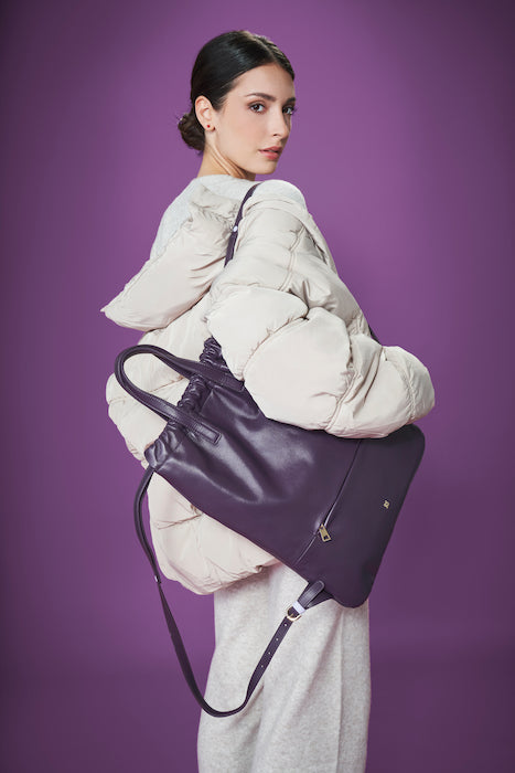 Mochila feminina DUDU em couro macio, mochila com cordão e botão magnético, alça dupla, mochila simples e elegante