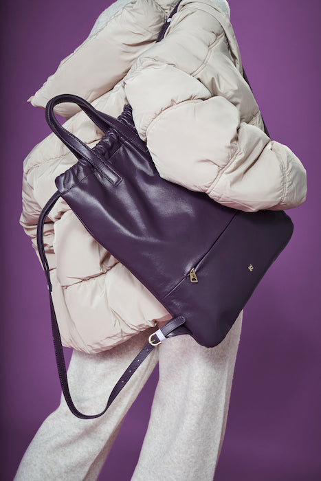 Mochila feminina DUDU em couro macio, mochila com cordão e botão magnético, alça dupla, mochila simples e elegante