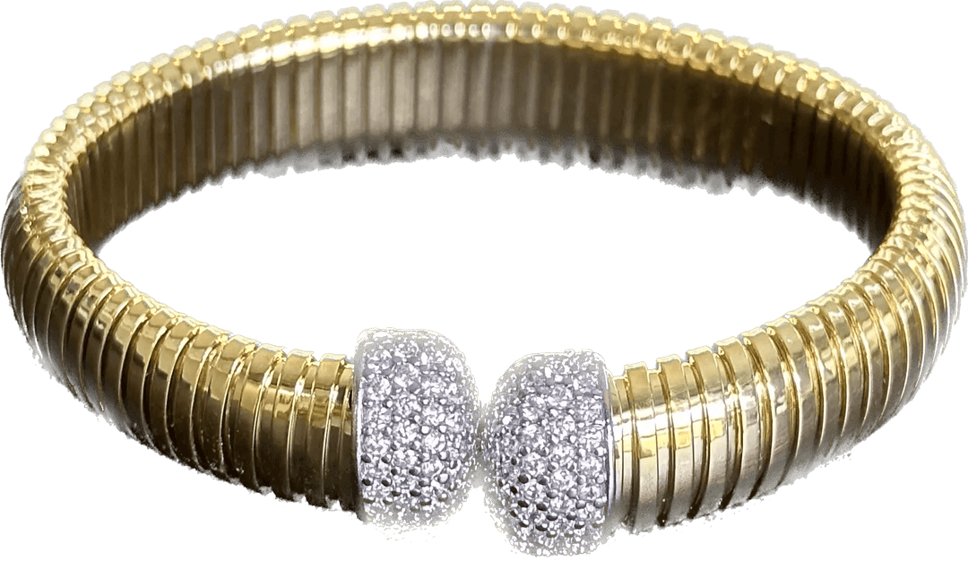 Bracelet Federica Rossi en bronze en maille tubulaire et zircons aux extrémités, laminé or 18 carats FR.BR.12 - Capodagli 1937