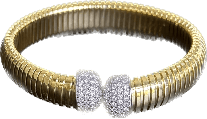 Bracelet Federica Rossi en bronze en maille tubulaire et zircons aux extrémités, laminé or 18 carats FR.BR.12 - Capodagli 1937