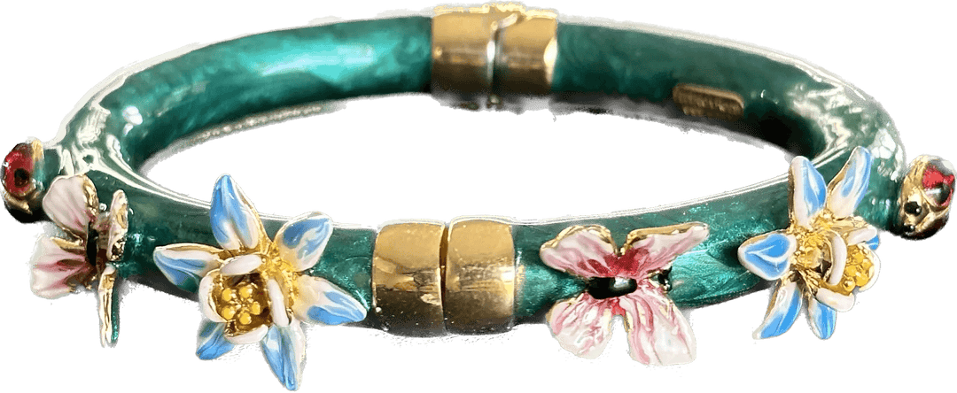 Federica Rossi grün emailliertes starres Armband mit Schmetterlingen FR.BR.05/2 – Capodagli 1937