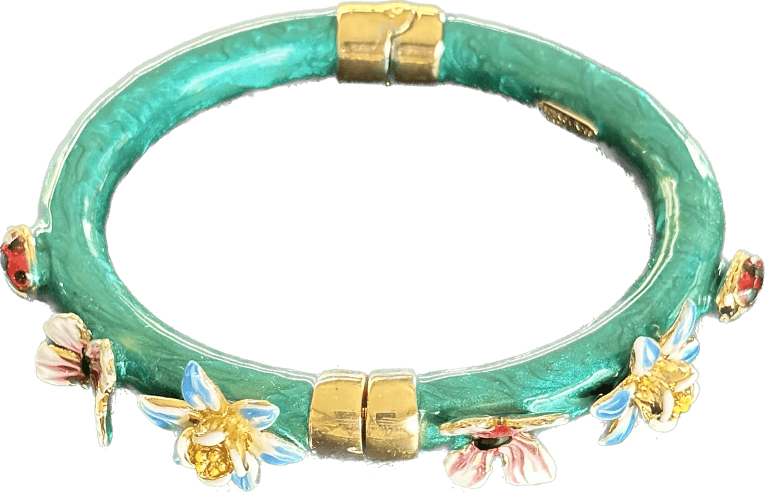 Federica Rossi grün emailliertes starres Armband mit Schmetterlingen FR.BR.05/2 – Capodagli 1937