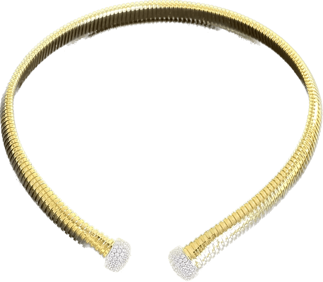 Federica Rossi bronze halskæde i rørformet mesh med zirkoner i enderne, 18 karat guld laminat FR.CO.06 - Capodagli 1937