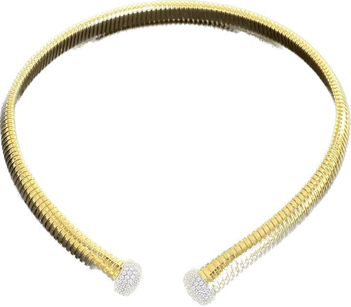 Federica Rossi bronze halskæde i rørformet mesh med zirkoner i enderne, 18 karat guld laminat FR.CO.06 - Capodagli 1937